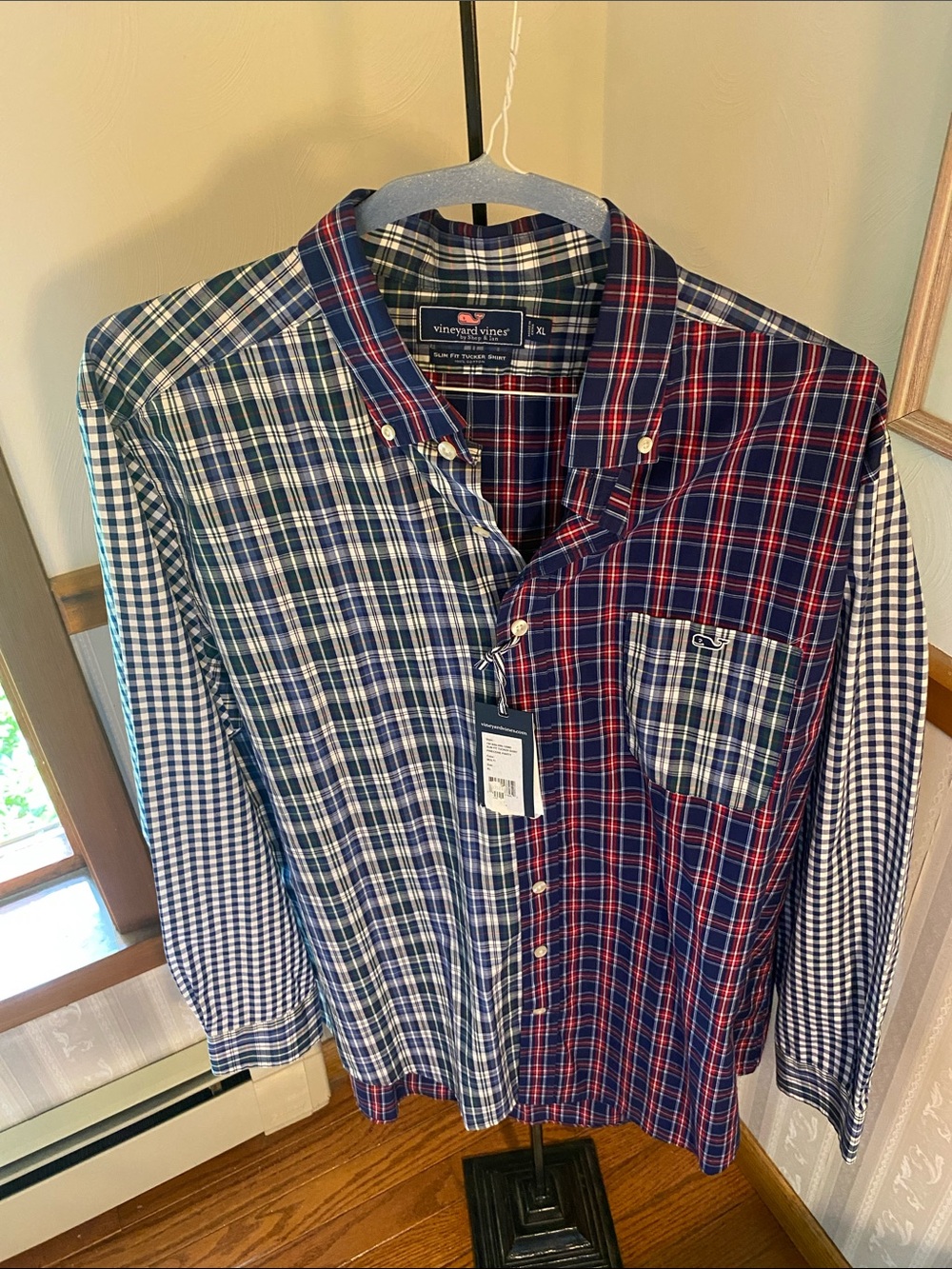 Vineyard Vines Men’s Plaid Patchwork Button-Down Shirt - Red & Blue
